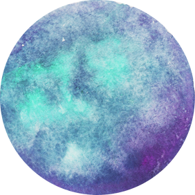 Hand-Painted Watercolor Space Galaxy Neon Blue and Violet Planet